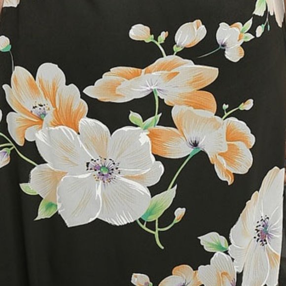 Ruffle Tier Floral Halter Maxi Dress Black - Picture 7 of 8